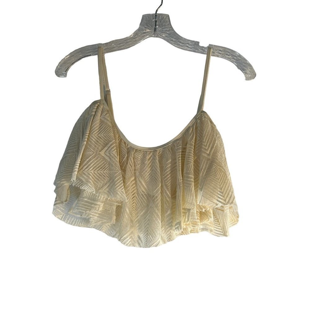 Blue Life Womens Top Built in Bra Off White Size Large